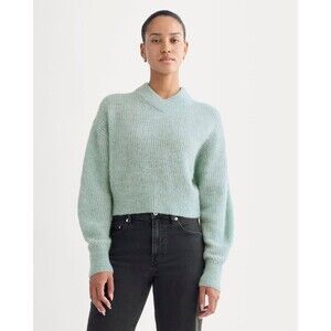 New Everlane cropped cocoon sweater in alpaca heather gray mist sz XXL